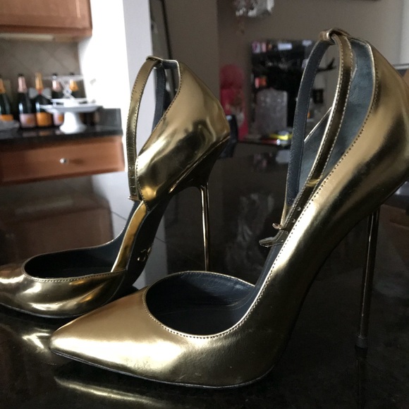 Monika Chiang Gold Ankle Strap Stiletto - Picture 2 of 3